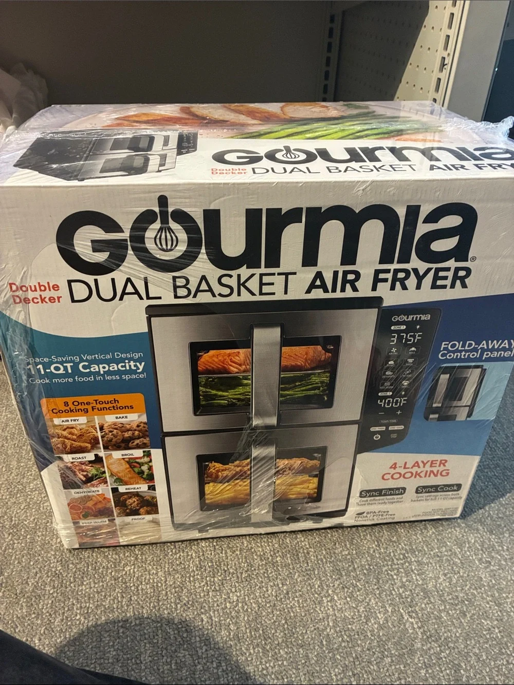 Gourmia Black Dual Basket Air Fryer - Twin-Compartment Cooking